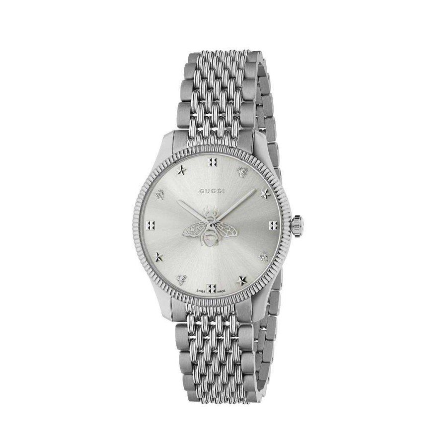 Watches Gucci | Gucci G-Timeless Slim 36Mm Steel Silver Bee Watch