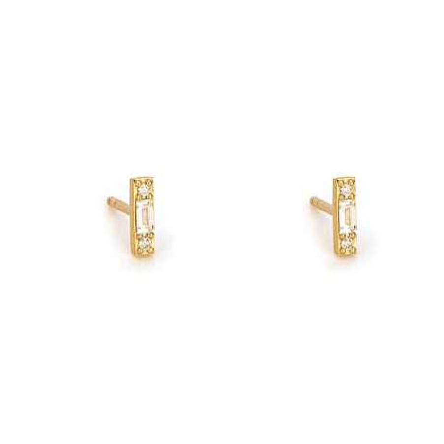 Earrings Bailey's Fine Jewelry | Three Stories Diamond Baguette Mini Bar Stud Earrings