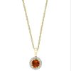 Necklaces & Pendants Bailey's Fine Jewelry | Citrine & Diamond Halo Pendant Necklace In 14K Yellow Gold