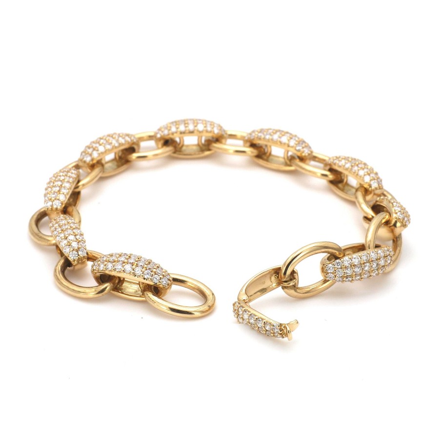 Bracelets & Bangles Bailey's Fine Jewelry | Alternating Pave Diamond And Polished Oval Link Bracelet