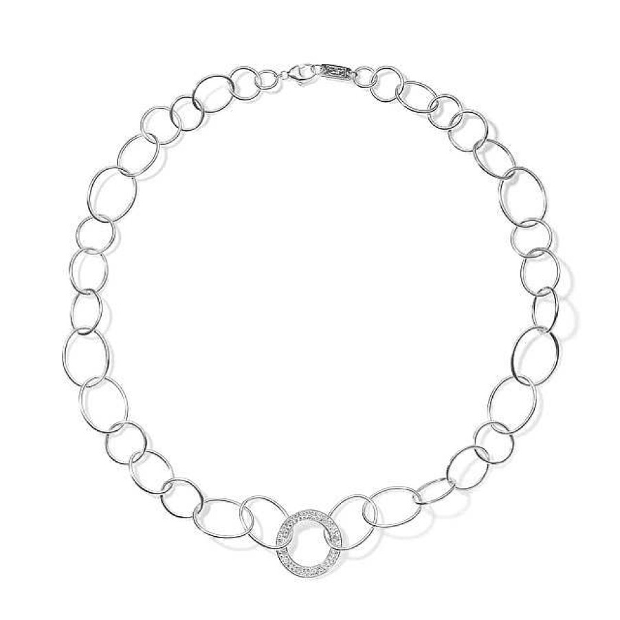 Necklaces & Pendants Ippolita | Ippolita Open Wavy Circle Chain Necklace In Sterling Silver With Diamonds