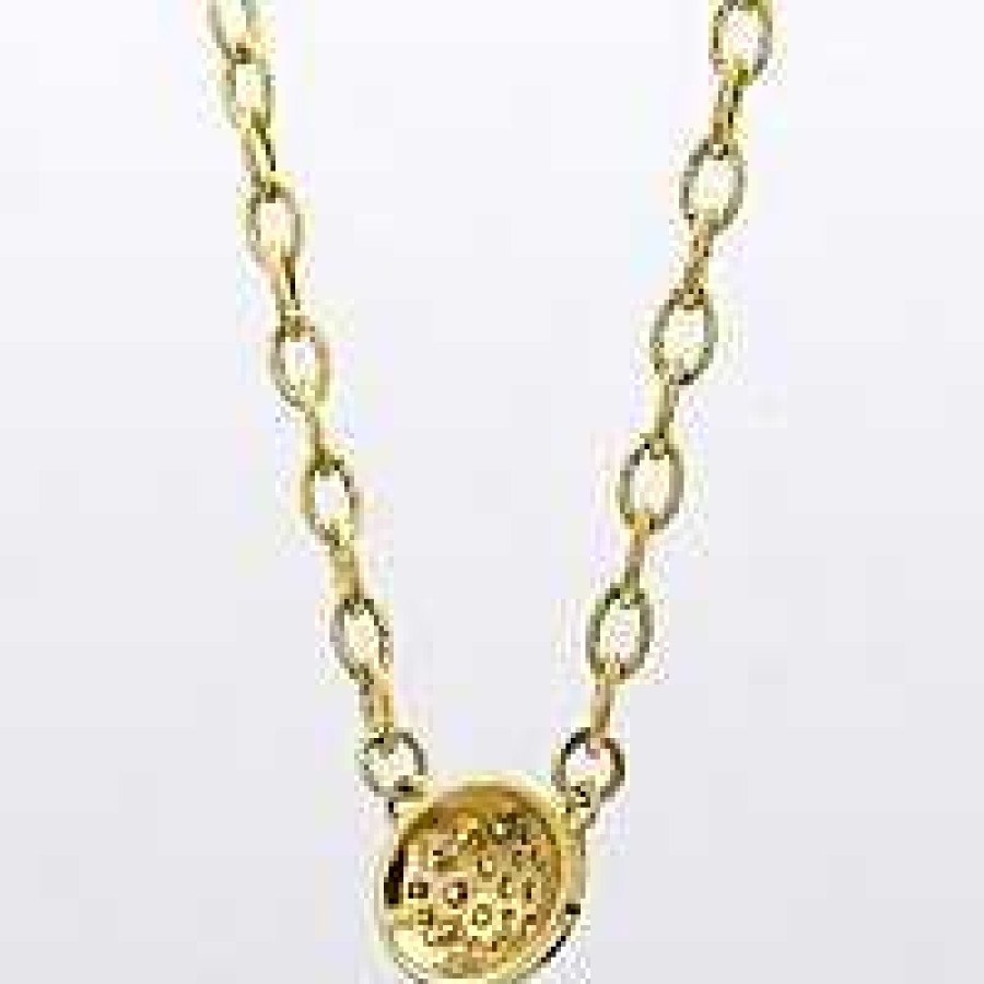 Necklaces & Pendants Bailey's Fine Jewelry | Pave Diamond Oval Pendant Necklace In 14K Yellow Gold