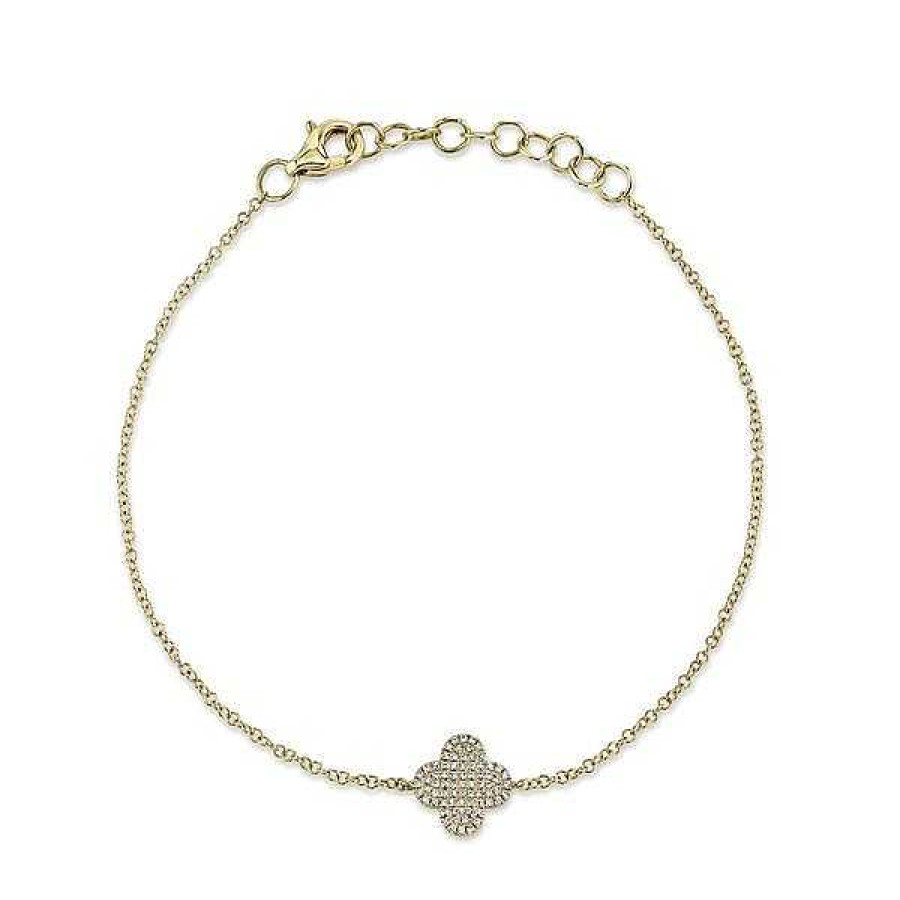 Bracelets & Bangles Bailey's Fine Jewelry | Pave Diamond Clover Bracelet In 14K Yellow Gold