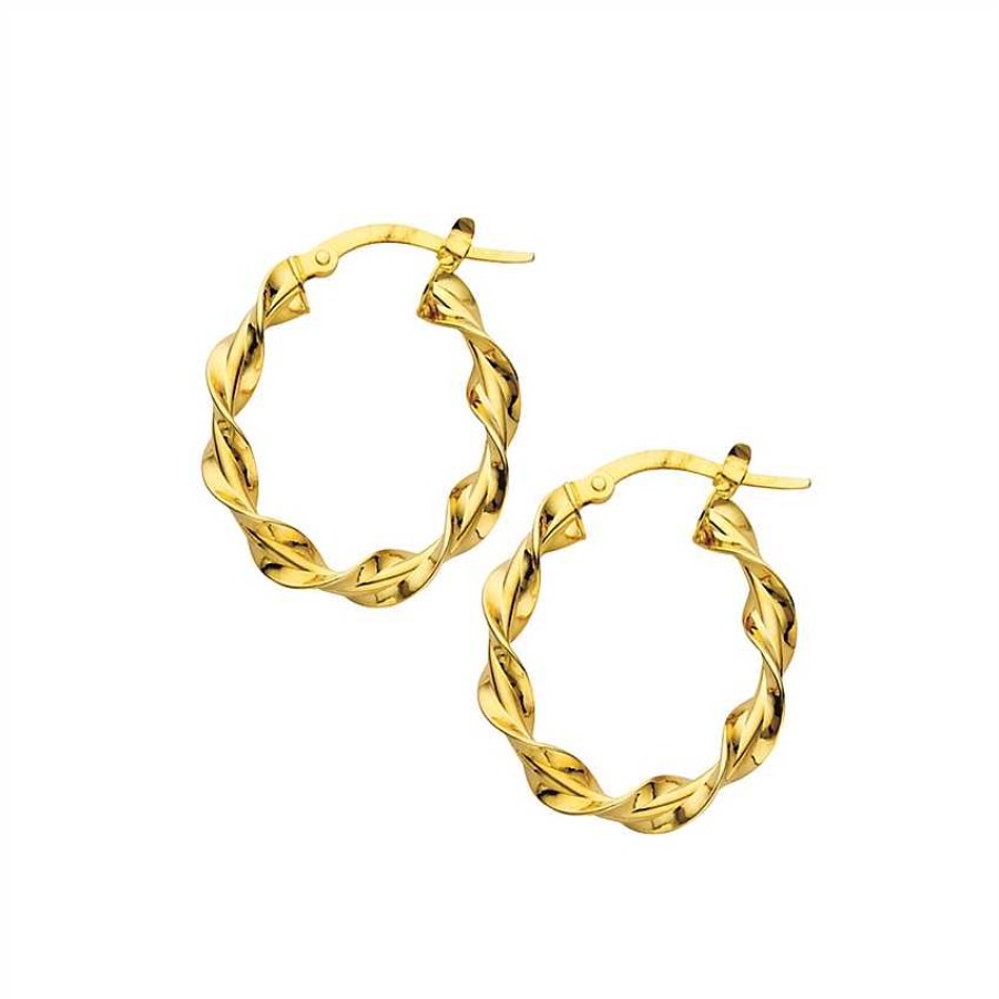 Earrings Bailey's Fine Jewelry | Italian Twisted Hoop Earrings In 14K Yellow Gold