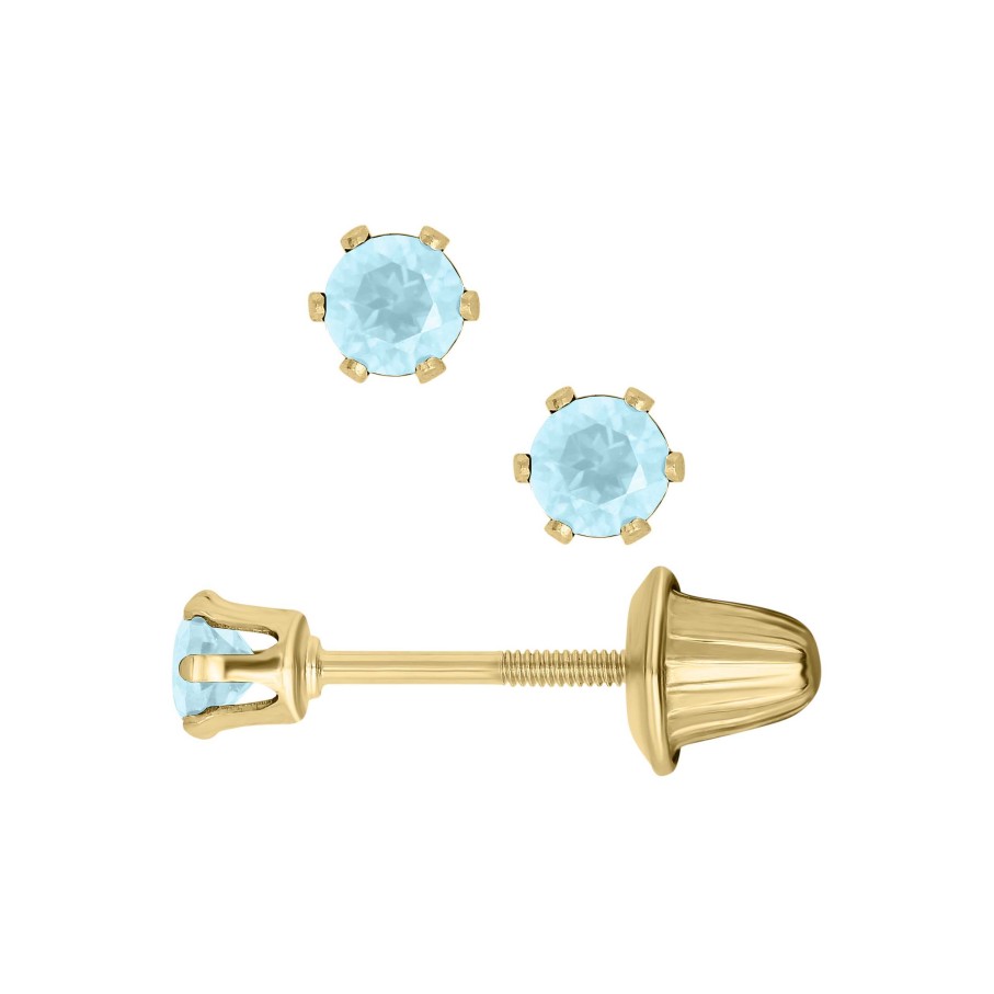 Earrings Bailey's Fine Jewelry | Bailey'S Children'S Collection December Birthstone Blue Zircon Stud Earrings