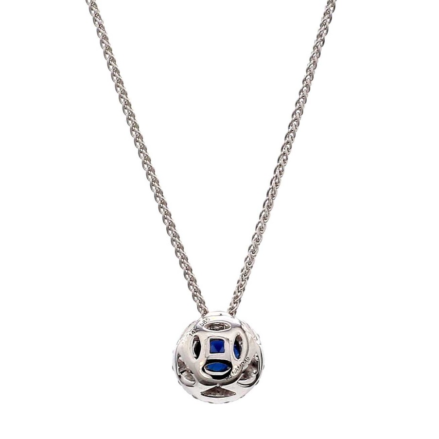 Necklaces & Pendants Bailey's Fine Jewelry | Blue Sapphire & Diamond Pendant Necklace In 14K White Gold