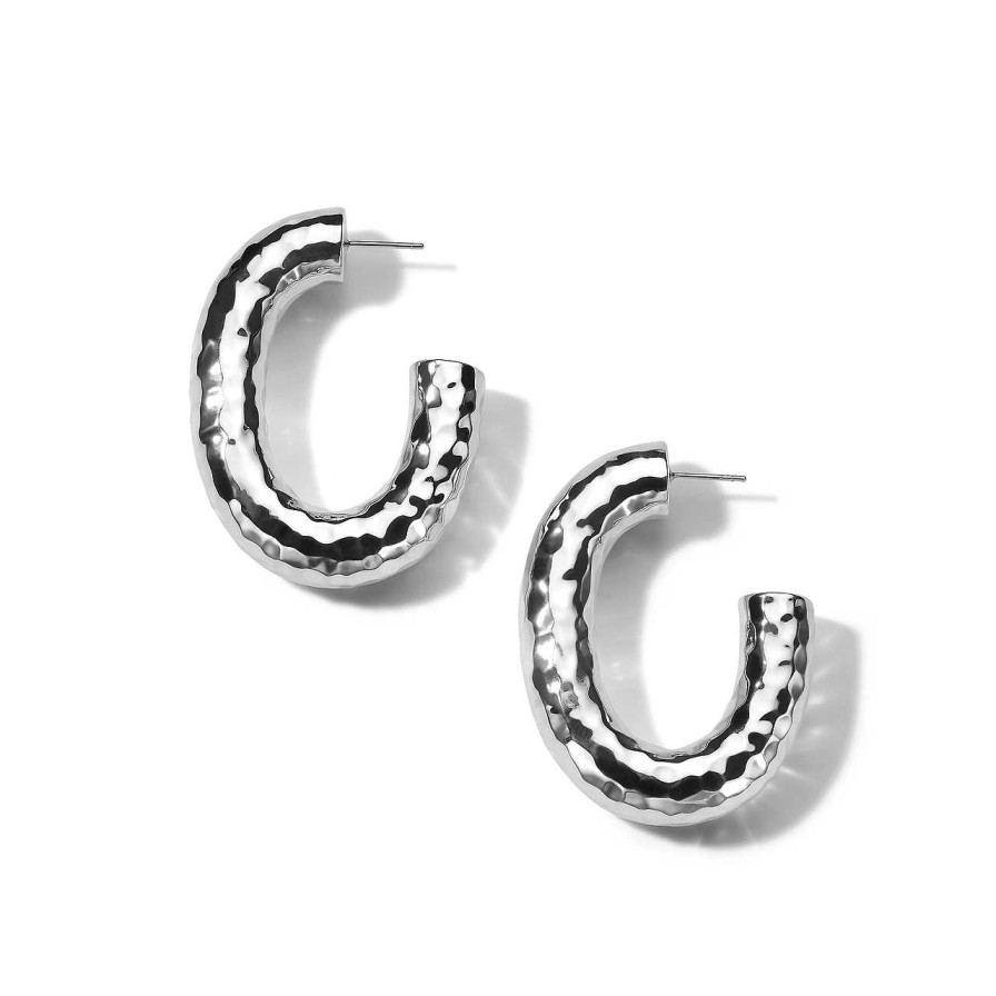 Earrings Ippolita | Ippolita Classico Thick Hammered Oval Hoop Earrings