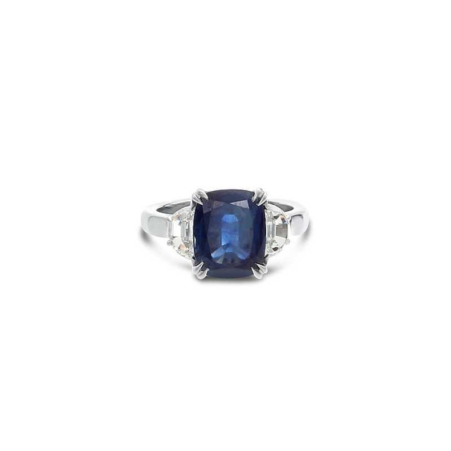 Fashion Rings Bailey's Fine Jewelry | Bailey'S Estate Sapphire Cushion And Diamond Ring