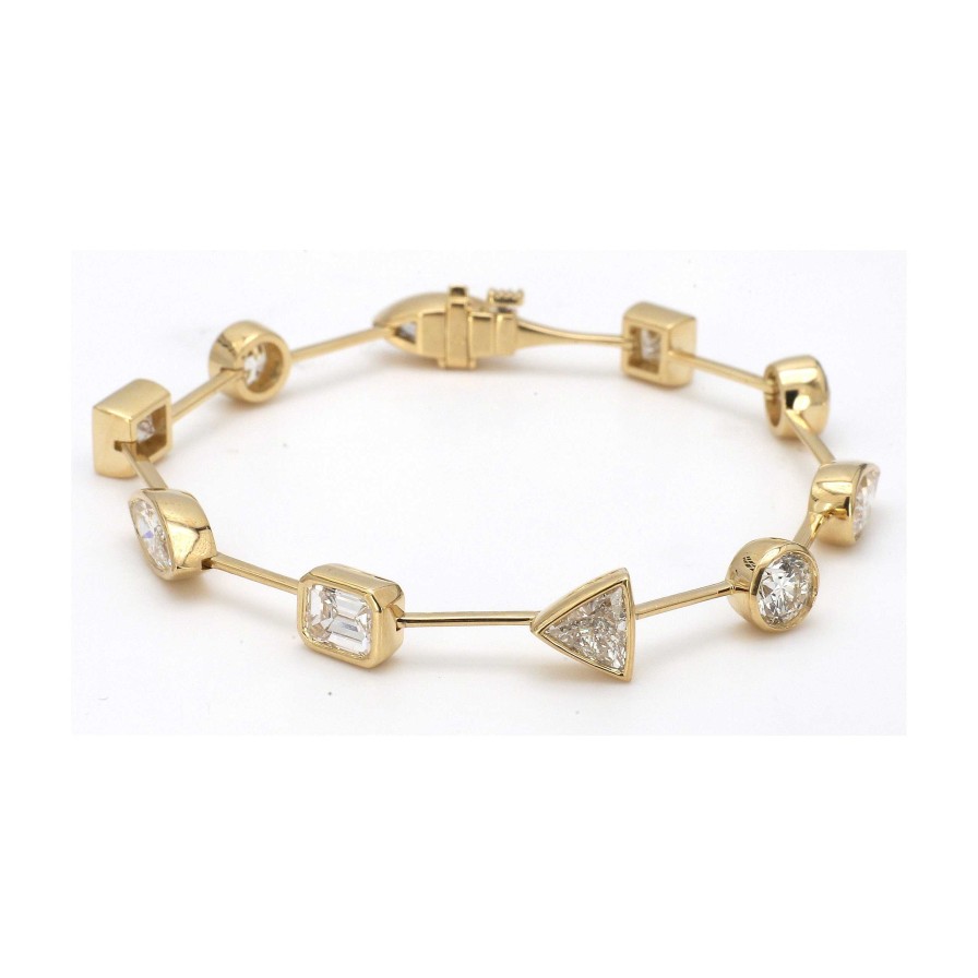 Bracelets & Bangles Bailey's Fine Jewelry | Yellow Gold Mixed Shape Diamond Bezel Bracelet