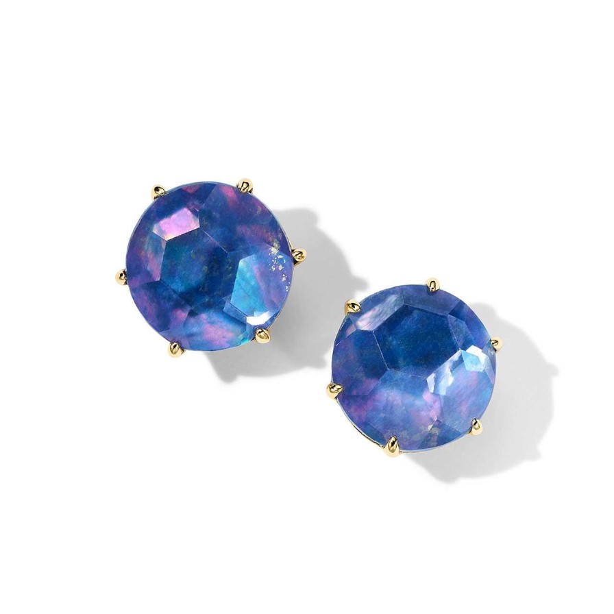 Earrings Ippolita | Ippolita 18Kt Gold Rock Candy Medium Round Lapis Triplet Stud Earrings