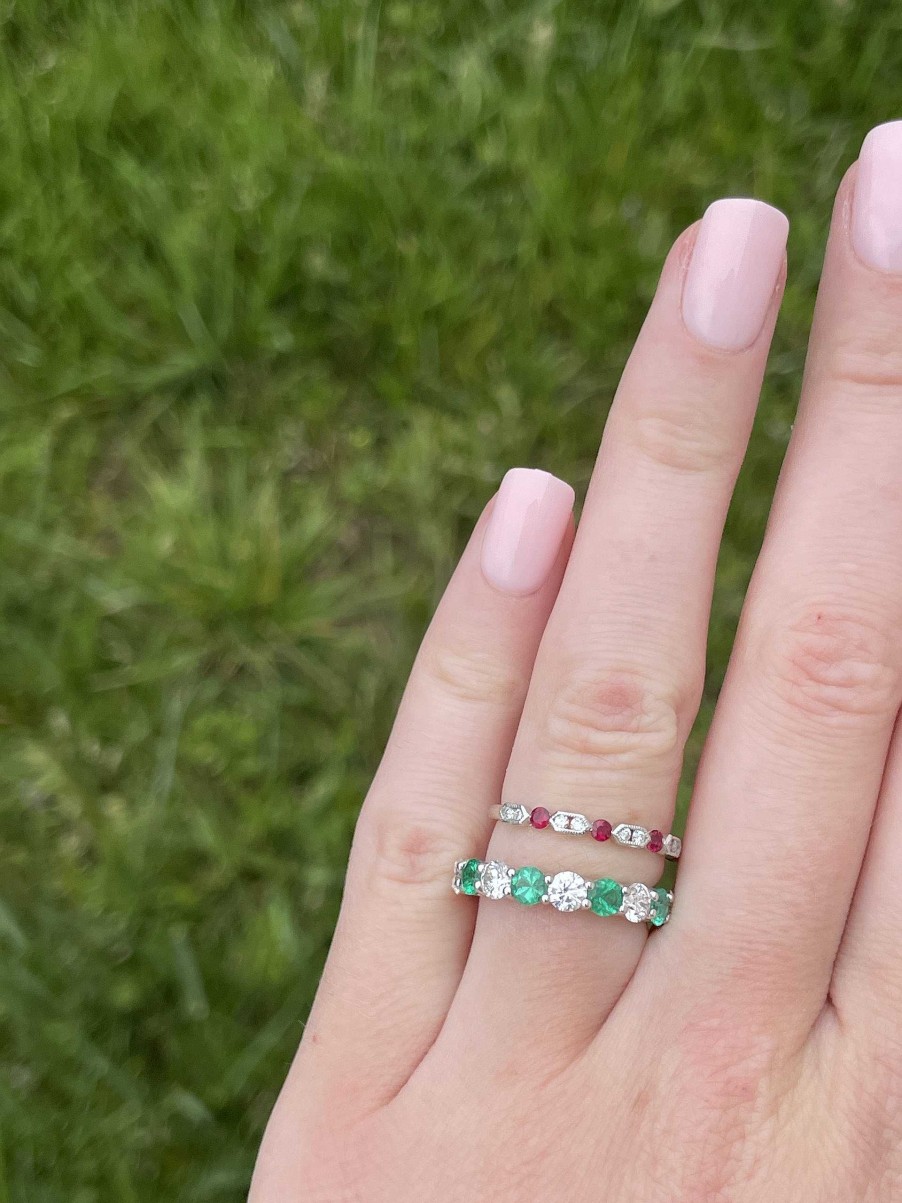 Fashion Rings Bailey's | Emerald And Diamond Band Ring