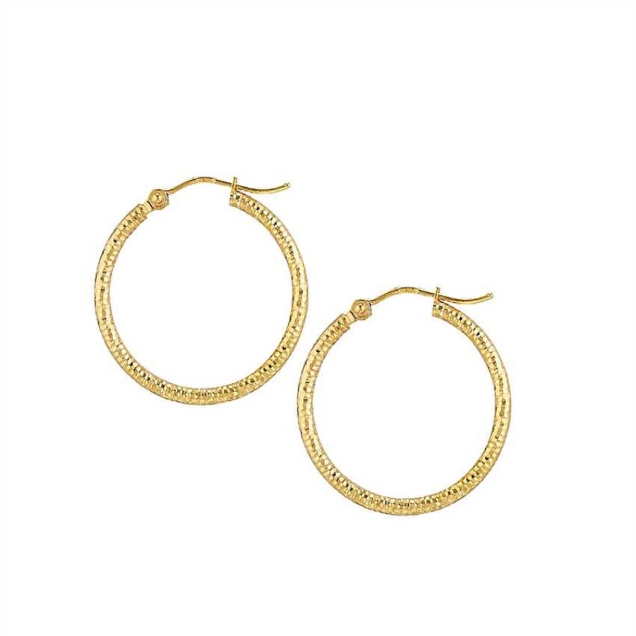 Earrings Bailey's Fine Jewelry | Textured Hoop Earrings In 14K Yellow Gold