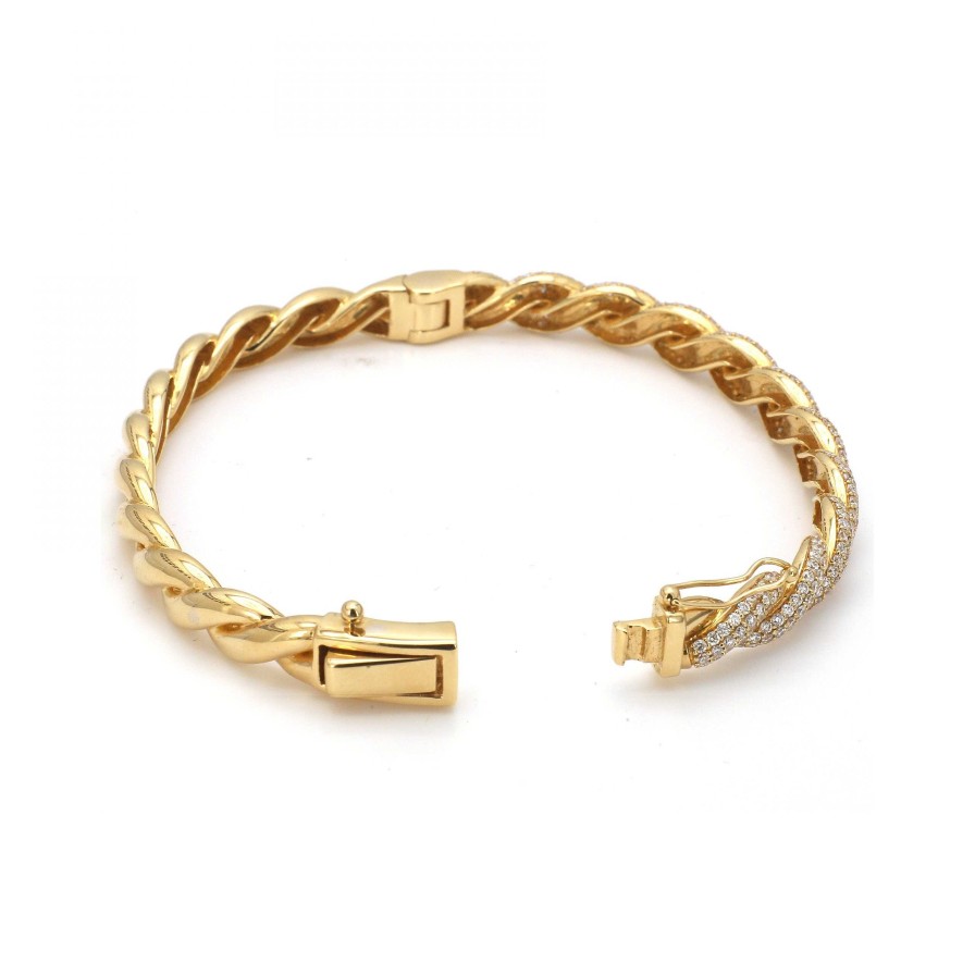 Bracelets & Bangles Bailey's Fine Jewelry | Gold And Diamond Twist Hinge Bangle