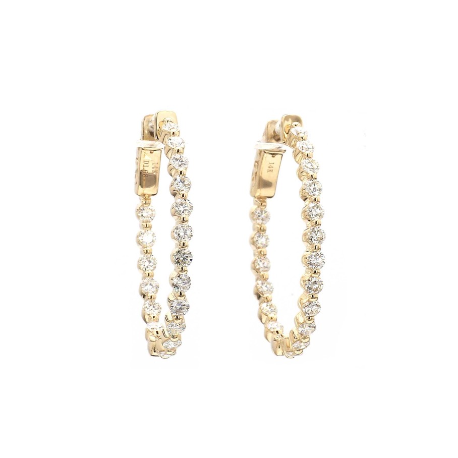 Earrings Bailey's Fine Jewelry | Diamond Oval Inside Outside Hoop Earrings