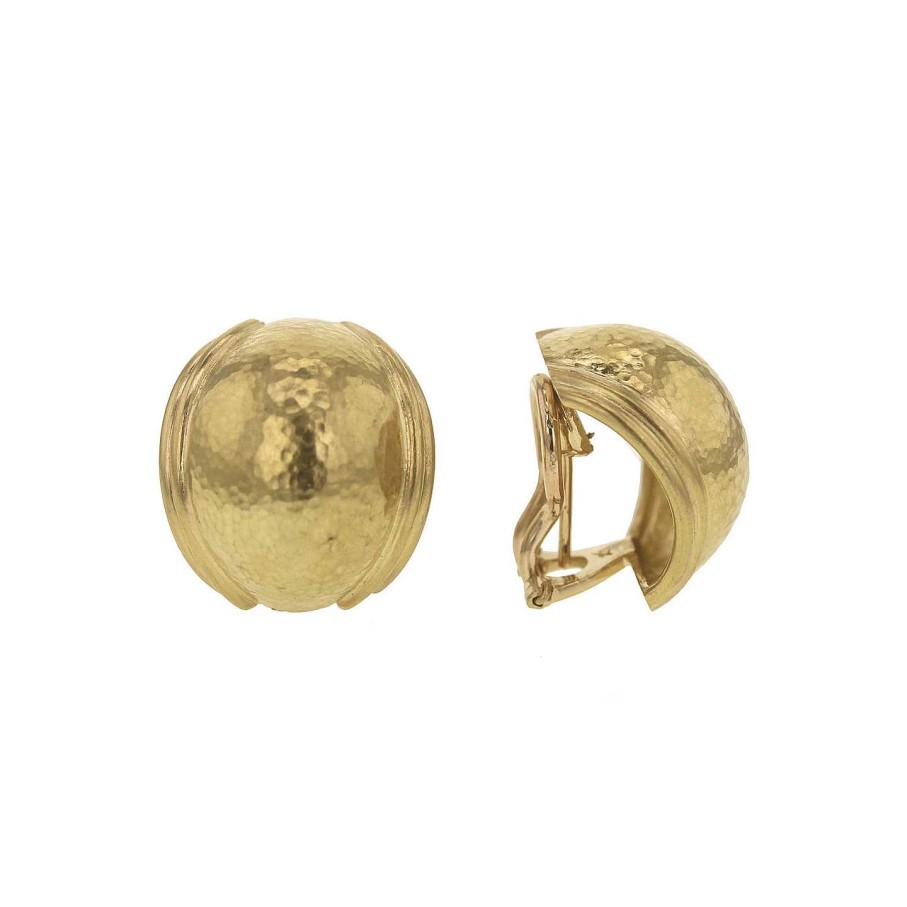 Earrings Elizabeth Locke | Elizabeth Locke Gold Puff Oval Earrings