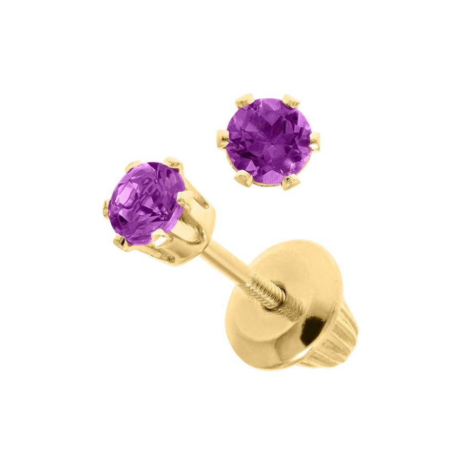 Earrings Bailey's Fine Jewelry | Bailey'S Children'S Collection February Birthstone Amethyst Stud Earrings