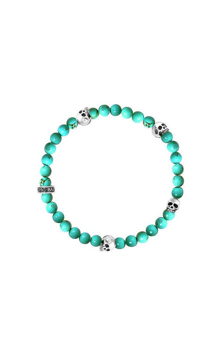 Men'S King Baby | King Baby Turquoise Bead Bracelet With Four Skulls