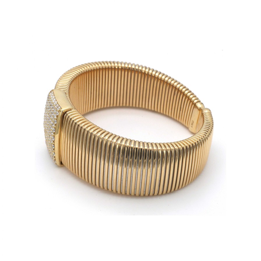 Bracelets & Bangles Bailey's Fine Jewelry | Gold Flex Cuff Bracelet With Diamond Center Station