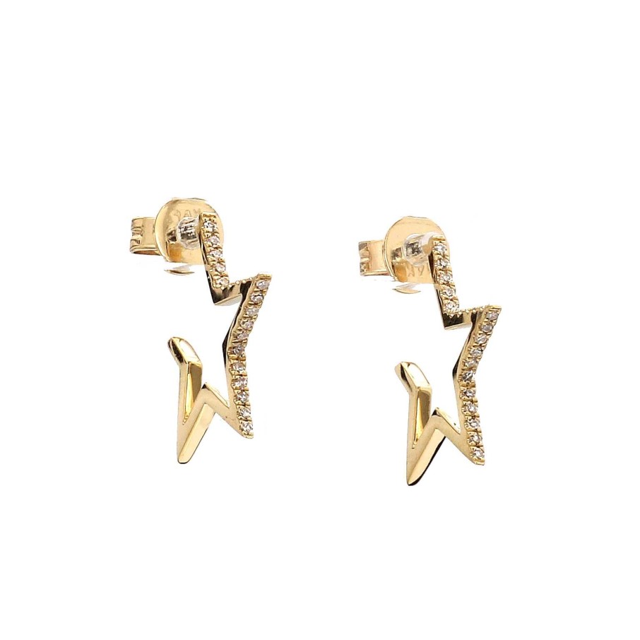 Earrings Bailey's Fine Jewelry | Diamond Star Open Hoop Earrings