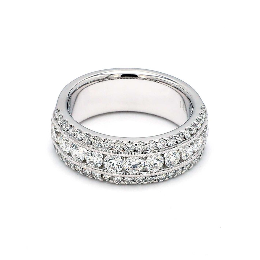 Fashion Rings Bailey's Fine Jewelry | Triple Row Diamond Ring In 14K White Gold