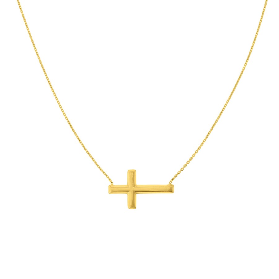 Necklaces & Pendants Bailey's Fine Jewelry | Sideways Cross Necklace In 14K Yellow Gold