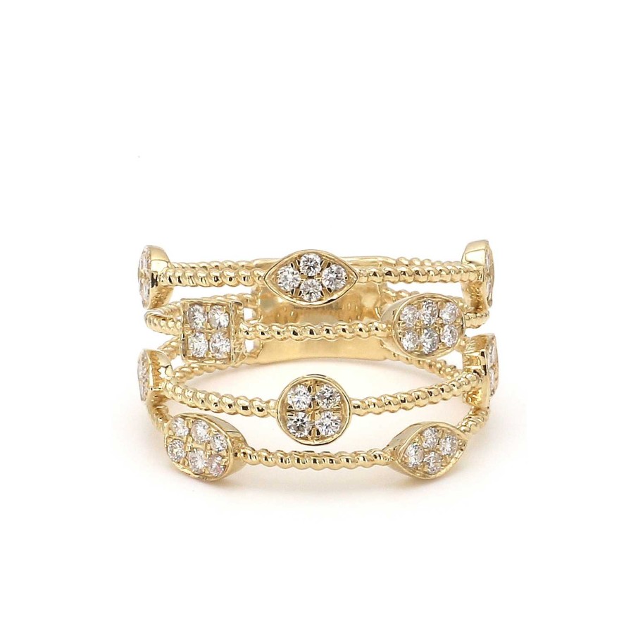 Fashion Rings Bailey's Fine Jewelry | Four Row Band With Multi Diamond Shape Stations