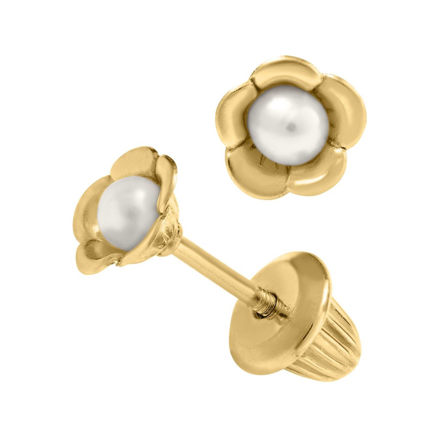 Earrings Bailey's Fine Jewelry | Bailey'S Children'S Collection Pearl Flower Stud Earrings