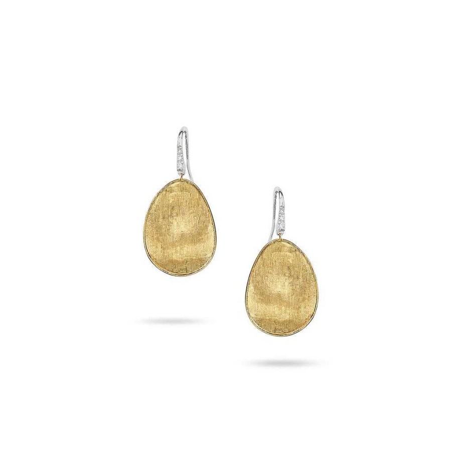 Earrings Marco Bicego | Marco Bicego Lunaria Pave Diamond Medium Drop Earrings In 18Kt Yellow Gold