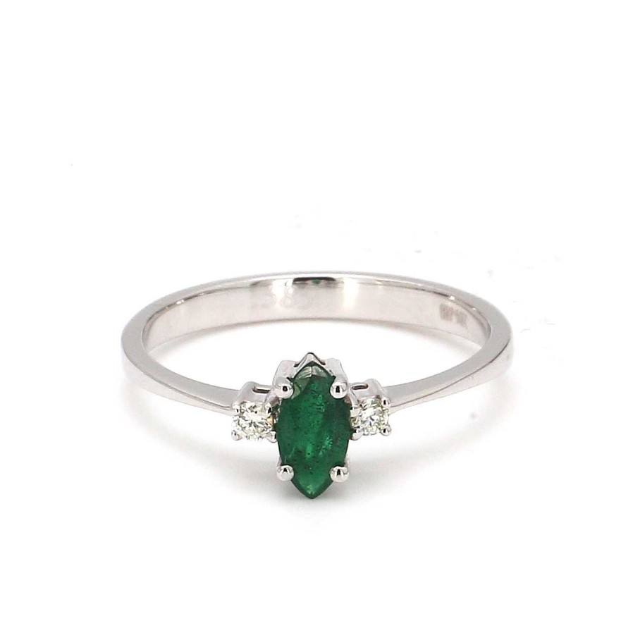 Fashion Rings Bailey's Fine Jewelry | Marquise Cut Emerald And Diamond Ring