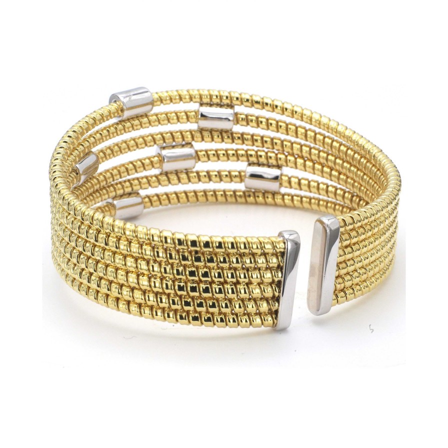 Bracelets & Bangles Bailey's Fine Jewelry | Yellow And White Gold Multi Strand Cuff With Diamond Stations