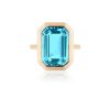 Fashion Rings Goshwara | Goshwara Blue Topaz Emerald Cut Bezel Set Ring