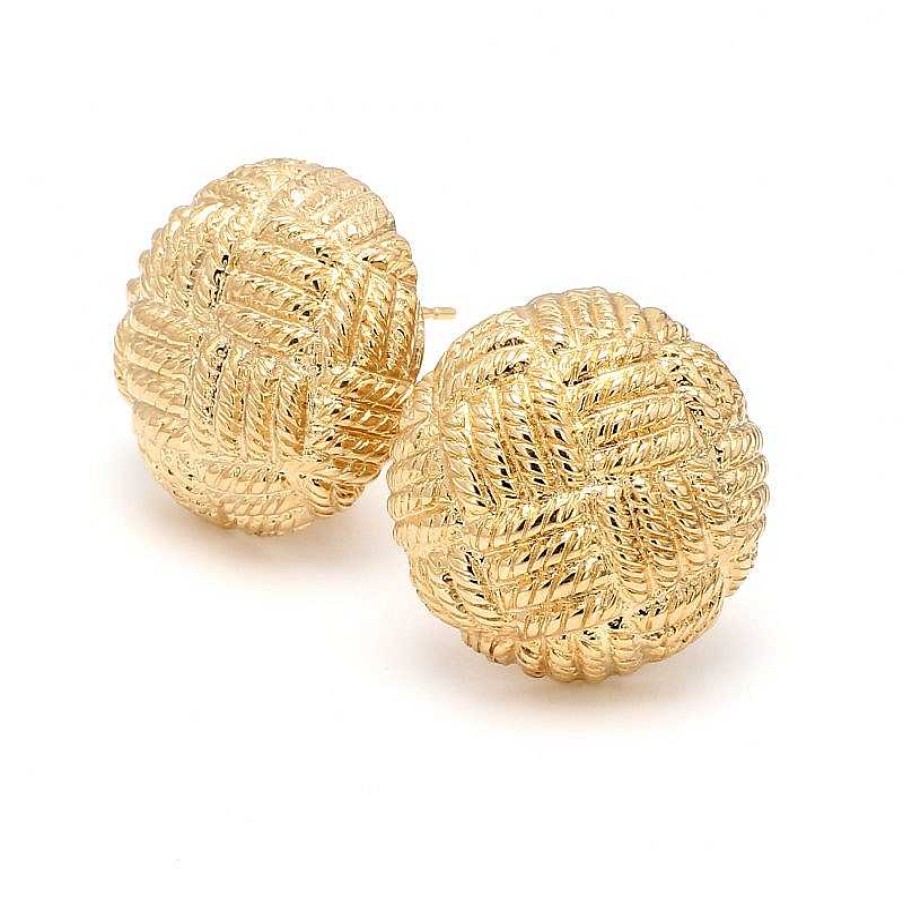 Earrings Bailey's | 14Kt Yellow Gold Basket Weave Clip On Earrings