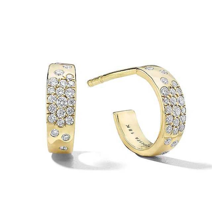 Earrings Ippolita | Ippolita Huggie Hoop Earrings In 18K Gold With Diamonds