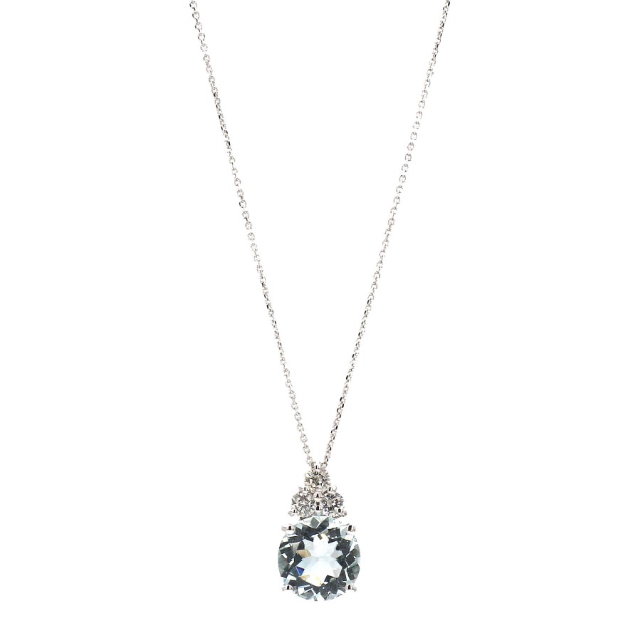 Necklaces & Pendants Bailey's Fine Jewelry | Aquamarine And Diamond Trio Pendant Necklace