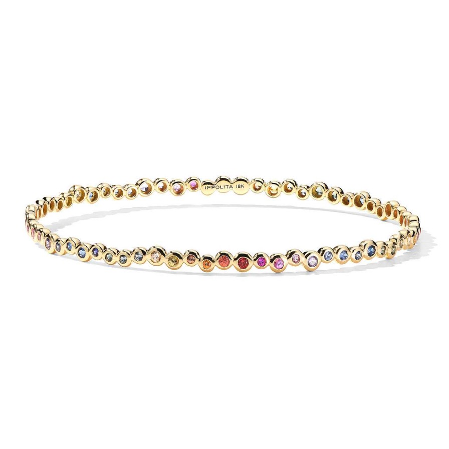 Bracelets & Bangles Ippolita | Ippolita Stardust Rainbow Sapphire Starlet Bangle In 18K Gold