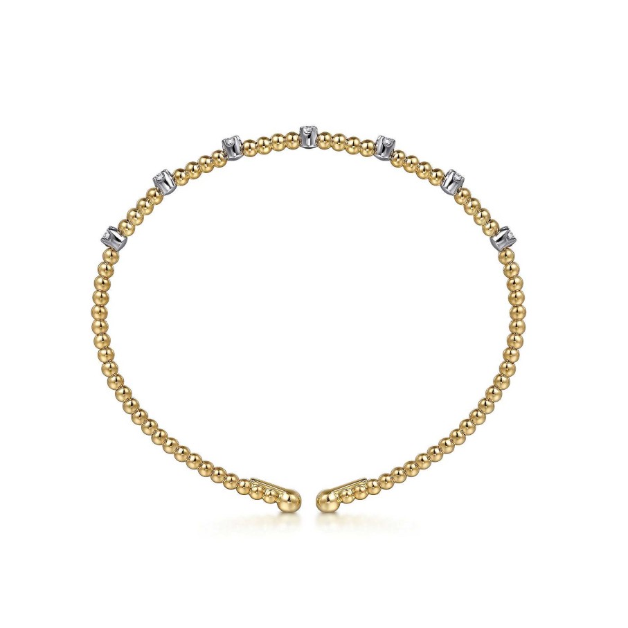 Bracelets & Bangles Gabriel & Co | Gabriel 14K White-Yellow Gold Bujukan Diamond Stations Bangle