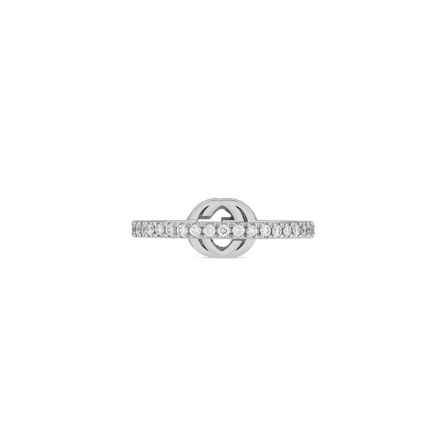 Fashion Rings Gucci | Gucci Interlocking G 18K White Gold Diamond Ring