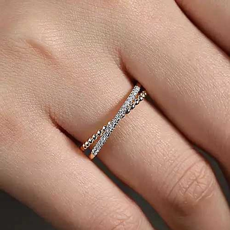 Fashion Rings Bailey's Fine Jewelry | Beaded And Pave Diamond Overlapping Ring