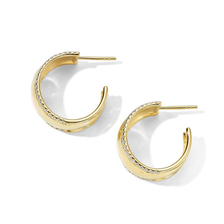 Earrings Ippolita | Ippolita Stardust Goddess #1 Hoop Earrings In 18K Gold With Diamonds