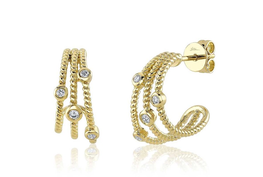 Earrings Bailey's | 14Kt Gold And Diamond Bezel Hoop Earring