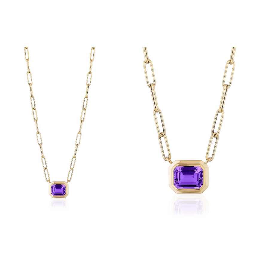 Necklaces & Pendants Bailey's Fine Jewelry | Goshwara Amethyst Emerald Cut East West Pendant Necklace