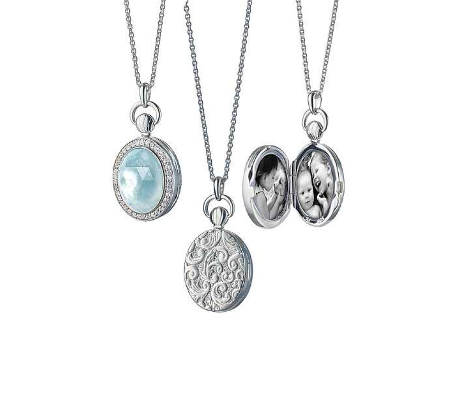 Lockets Monica Rich | Monica Rich Kosann Blue Topaz Petite Stone Locket Necklace