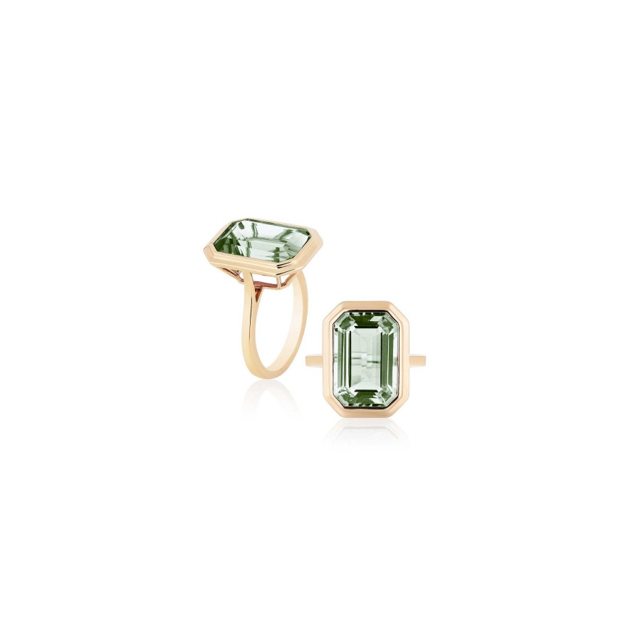 Fashion Rings Goshwara | Goshwara Prasiolite Emerald Cut Bezel Set Ring