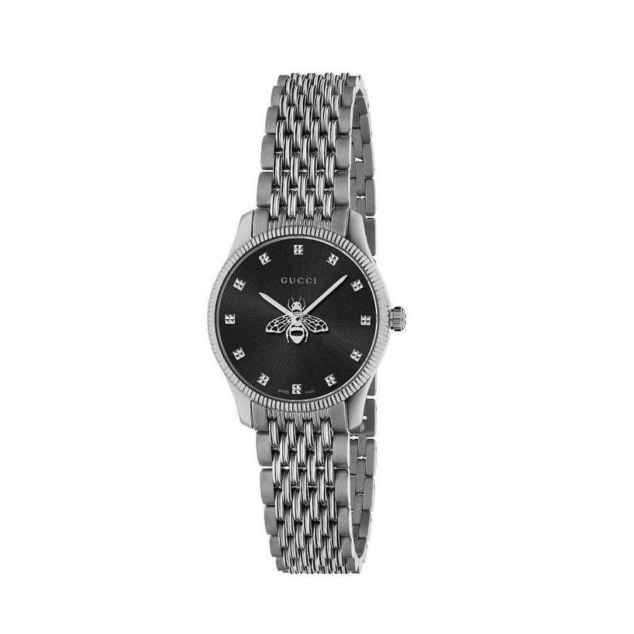 Watches Gucci | Gucci G- Timeless Slim 29Mm Black Bee Steel Watch