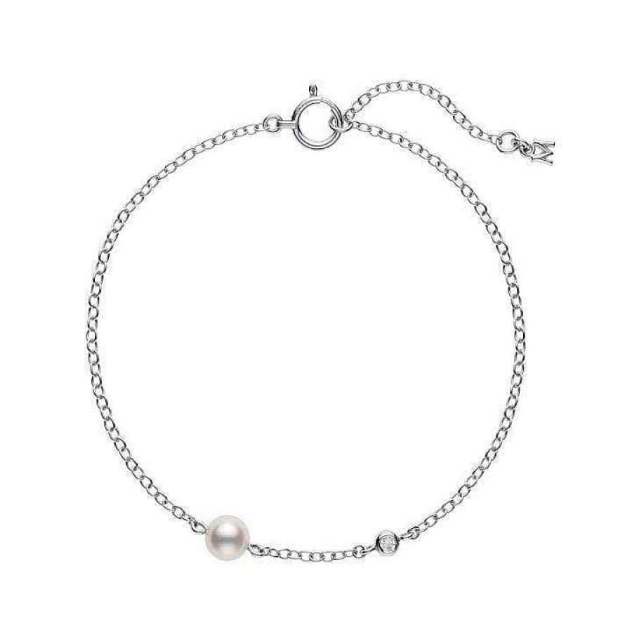 Bracelets & Bangles Mikimoto | Mikimoto Akoya A+ Pearl Bracelet With Diamond