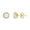 Earrings Bailey's Fine Jewelry | Opal & Diamond Halo Stud Earrings In 14K Yellow Gold