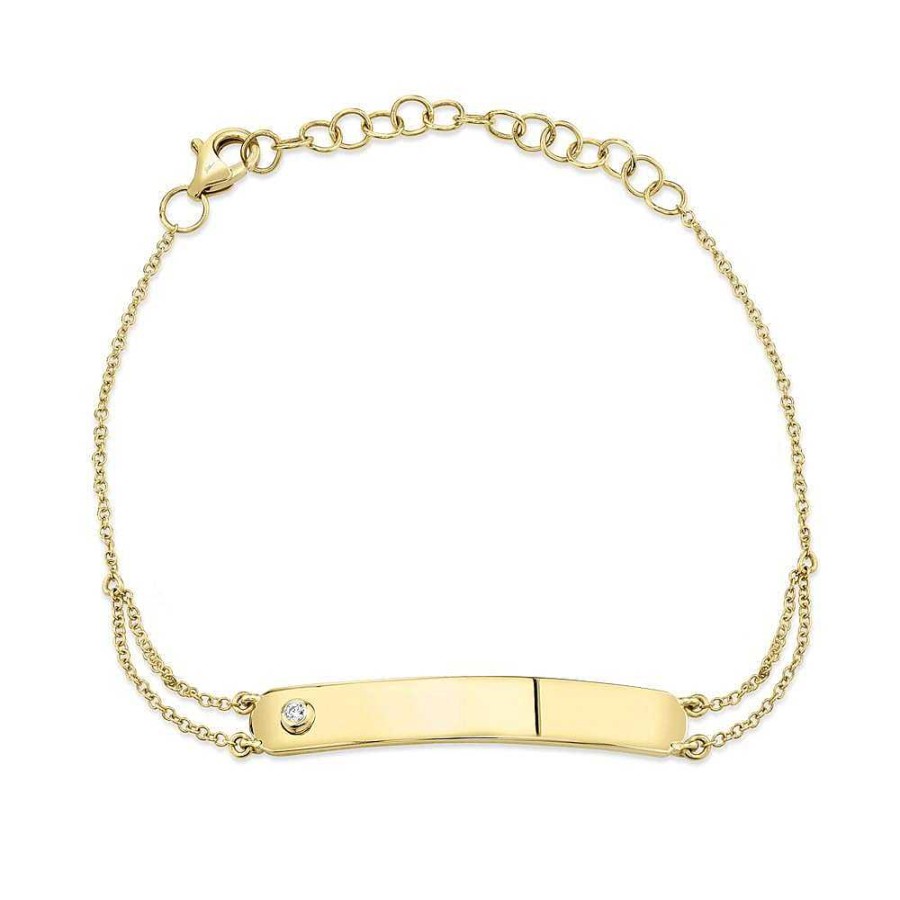 Bracelets & Bangles Bailey's Heritage Collection | Bailey'S Heritage Collection Diamond Id Bar Bracelet In 14Kt Yellow Gold