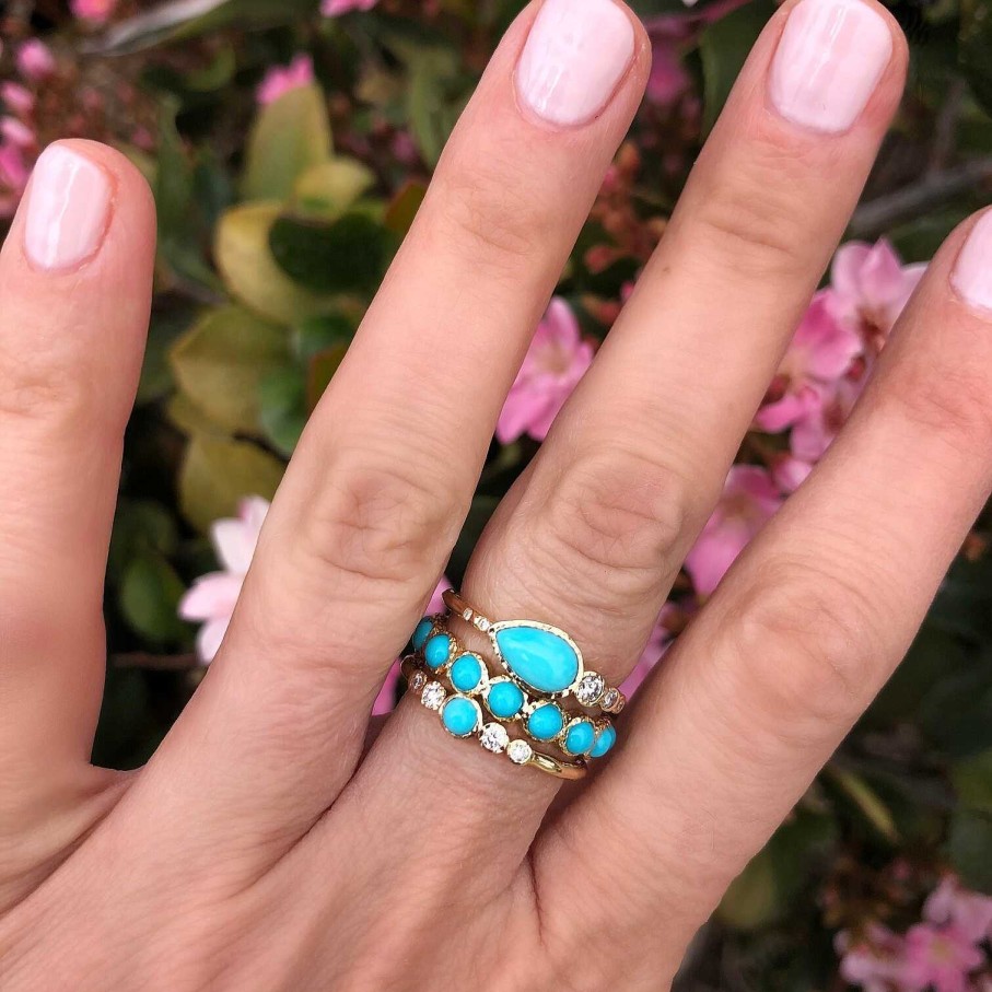 Fashion Rings Bailey's Fine Jewelry | Three Stories Classic Gold And Turquoise Band Ring