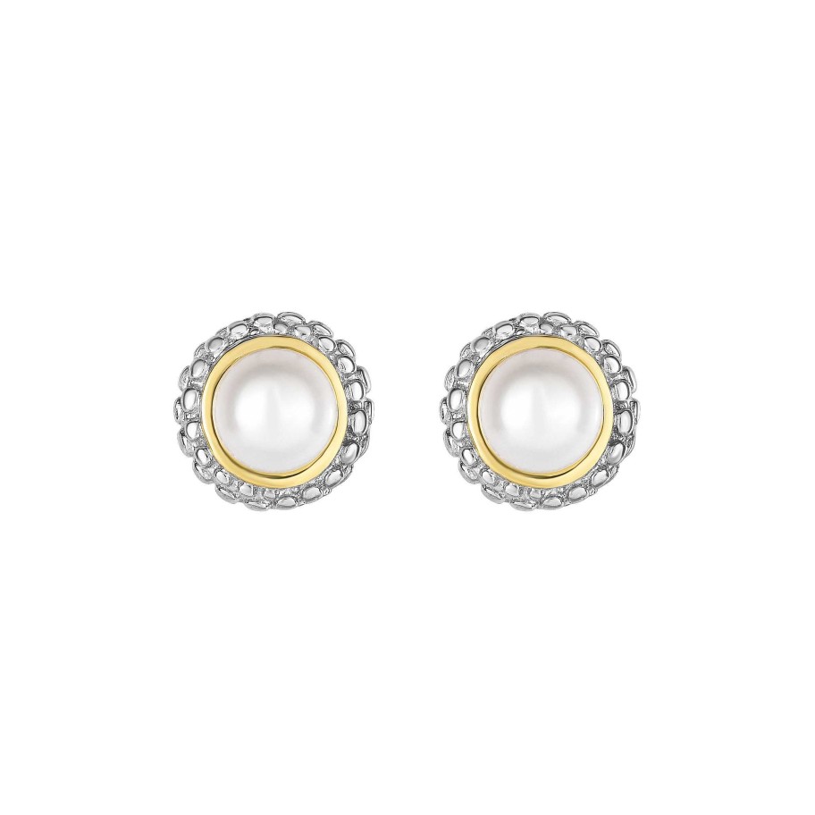 Earrings Bailey's Fine Jewelry | Sterling Silver Beaded Halo Pearl Stud Earring