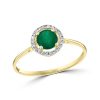 Fashion Rings Bailey's Fine Jewelry | Emerald & Diamond Halo Ring In 14K Yellow Gold